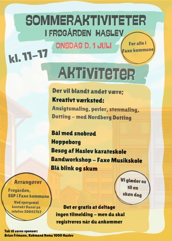 FRØGÅRDENS SOMMERAKTIVITETER ONSDAG DEN 1. JULI UGE 27 - Klik for at tilmelde dig