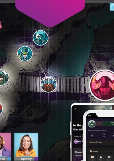En farverig digital repræsentation af rollespillet Dungeons and dragons. 